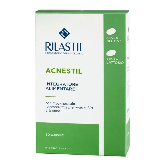 Rilastil Acnestil Integratore Probiotici Pelle Sana Senza Glutine e Senza Lattosio 30 Capsule