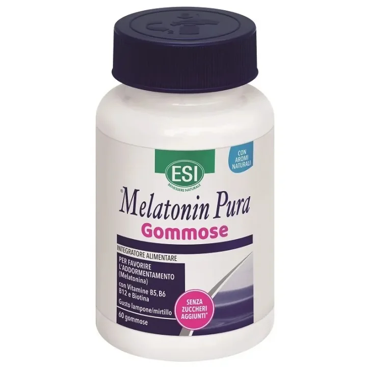 Esi Melatonin Pura integratore per sonno naturale e jet lag 60 gommose Esi Melatonin Pura integratore per sonno naturale e jet lag 60 gommose