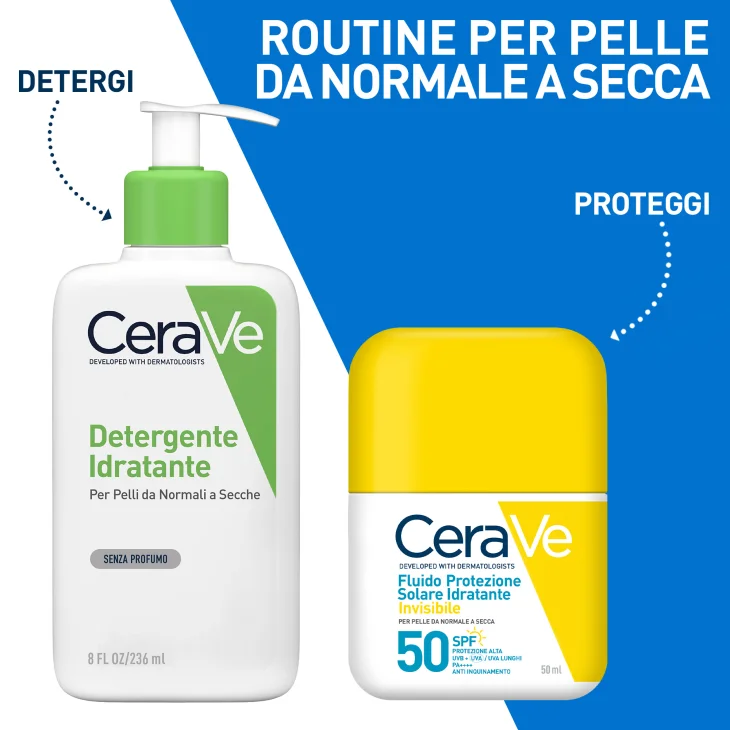 Cerave Fluido Protezione Solare Viso Idratante Invisibile SPF50 50 ml
