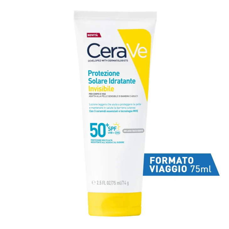 CeraVe Protezione Solare Idratante Invisibile Viso e Corpo SPF50+ 75 ml Travel Size