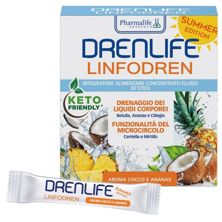 Pharmalife Research Drenlife Linfodren Integratore Drenante Summer Edition 30 stick