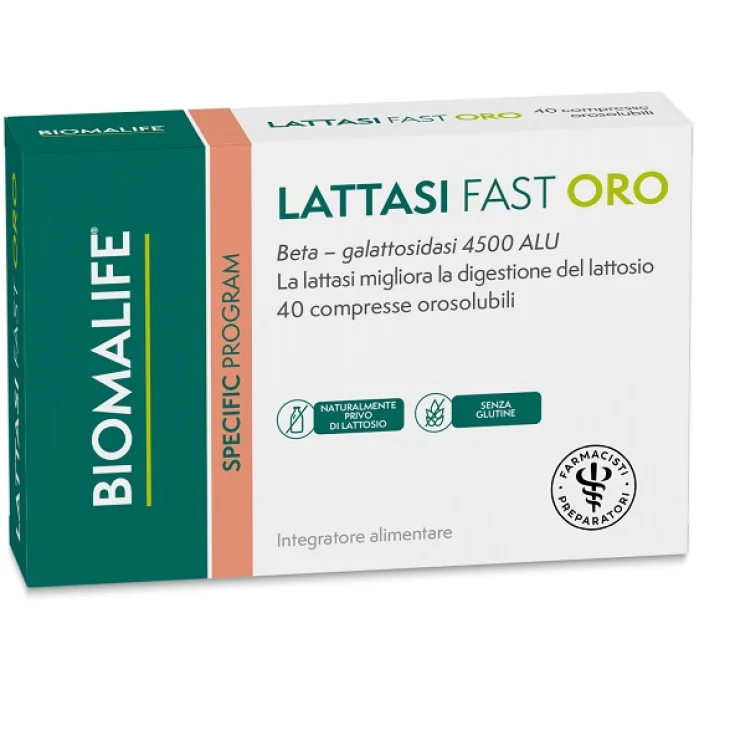Biomalife Lattasi Fast Oro Integratore per Intolleranza al Lattosio 40 Compresse