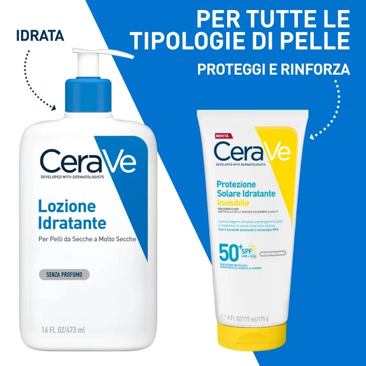 CeraVe Protezione Solare Idratante Invisibile Viso e Corpo SPF50+ 177 ml