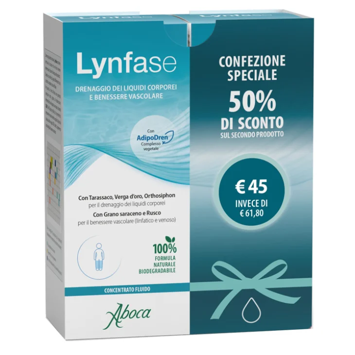 Aboca Lynfase Concentrato Fluido Drenaggio Liquidi 2 confezioni da 180 g