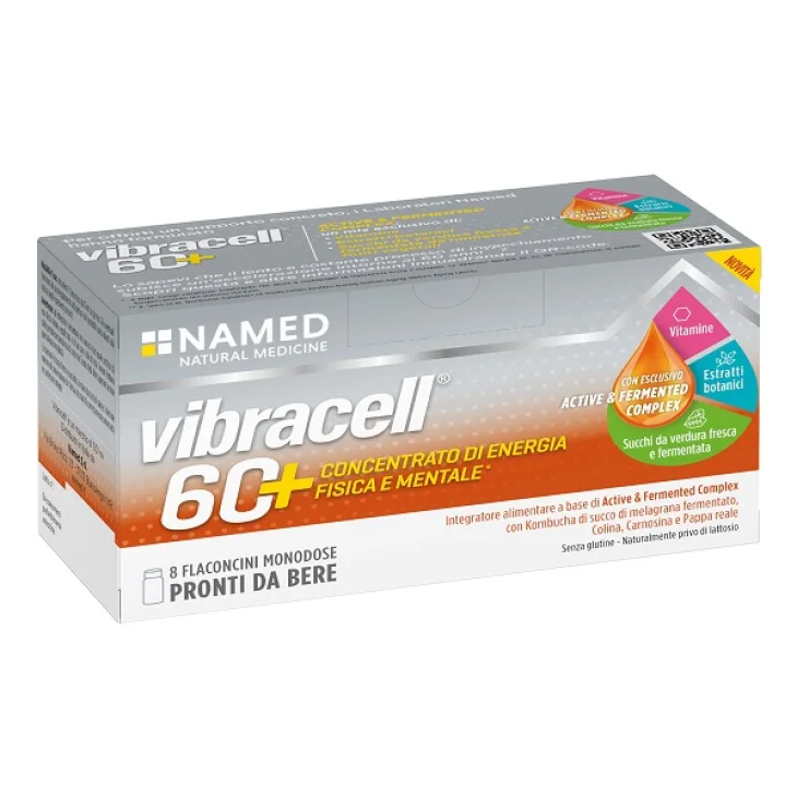 Named Vibracell 60+ Integratore per Energia Fisica e Mentale 8 Flaconcini Monodose