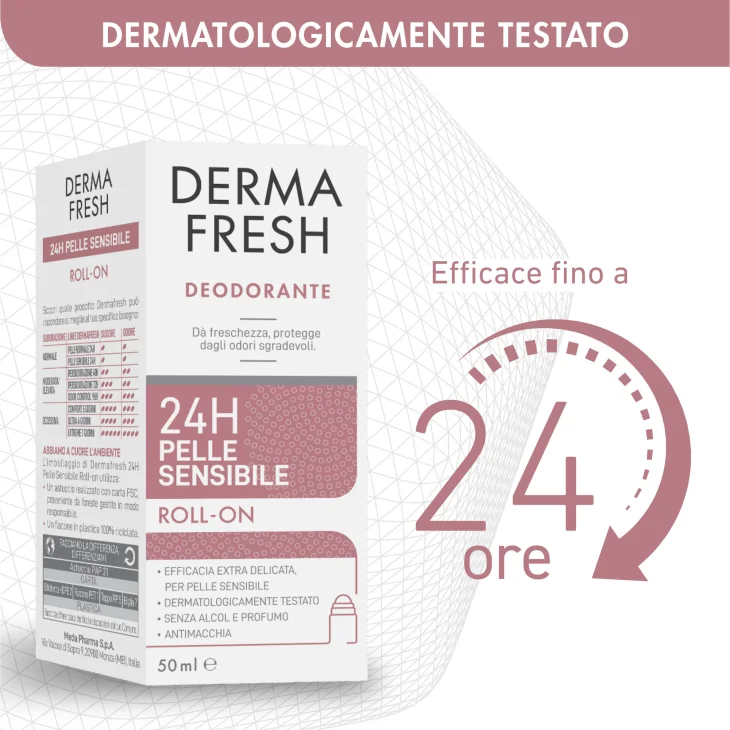 Dermafresh Deodorante 24h per Pelle Sensibile Roll On 50 ml