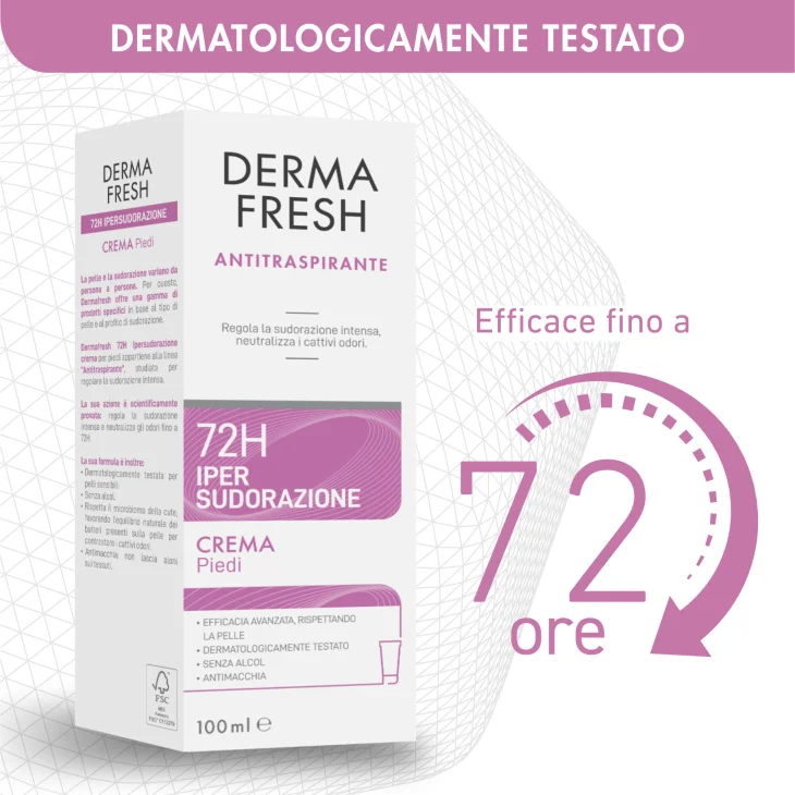 Dermafresh 72H Ipersudorazione Crema Deodorante per i Piedi 100 ml
