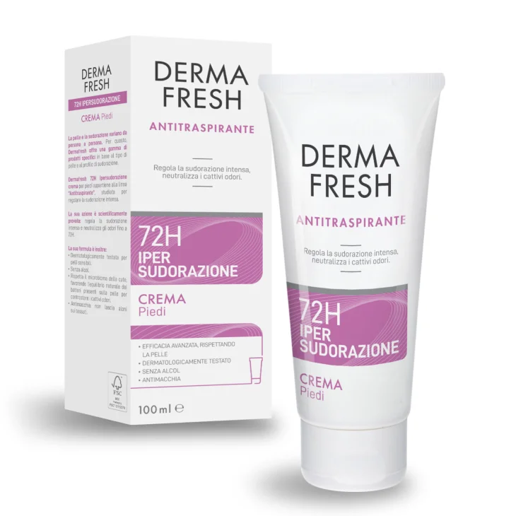 Dermafresh 72H Ipersudorazione Crema Deodorante per i Piedi 100 ml
