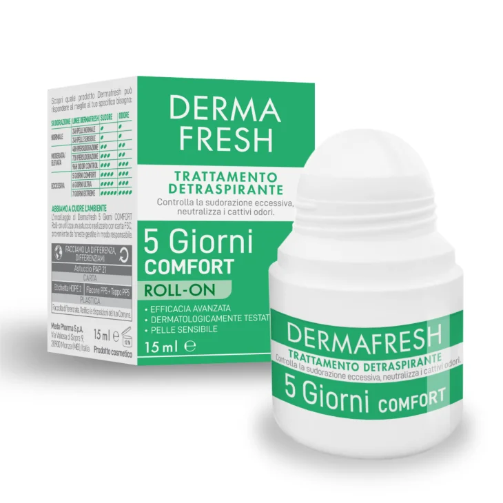 Dermafresh 5 Giorni Roll-On Trattamento Detraspirante per Controllare il Sudore Eccessivo 15 ml