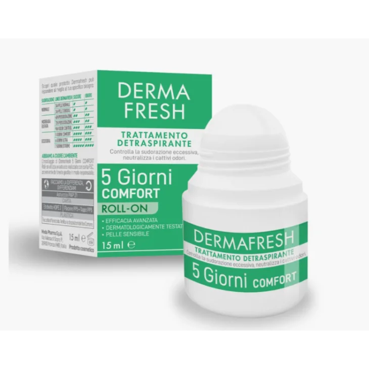 Dermafresh 5 Giorni Roll-On Trattamento Detraspirante per Controllare il Sudore Eccessivo 15 ml Dermafresh 5 Giorni Roll-On Trattamento Detraspirante per Controllare il Sudore Eccessivo 15 ml