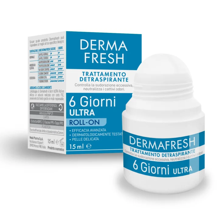 Dermafresh 6 Giorni Roll-On Trattamento Detraspirante per Controllare il Sudore Eccessivo 15 ml Dermafresh 6 Giorni Roll-On Trattamento Detraspirante per Controllare il Sudore Eccessivo 15 ml