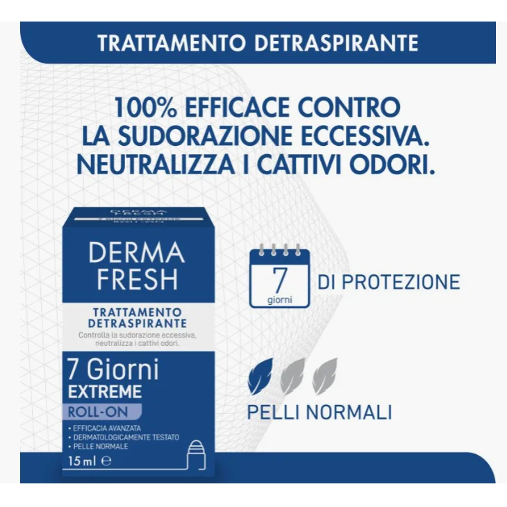 Dermafresh 7 Giorni Roll-On Trattamento Detraspirante per Controllare il Sudore Eccessivo 15 ml Dermafresh 7 Giorni Roll-On Trattamento Detraspirante per Controllare il Sudore Eccessivo 15 ml