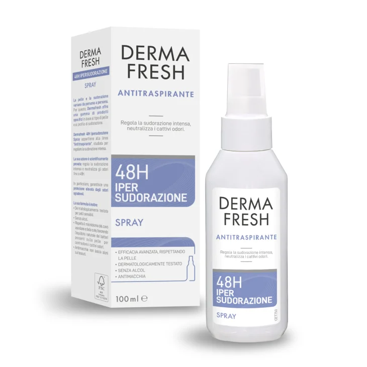 Dermafresh Deodorante Antitraspirante 48H per Ipersudorazione Spray 100 ml Dermafresh Deodorante Antitraspirante 48H per Ipersudorazione Spray 100 ml