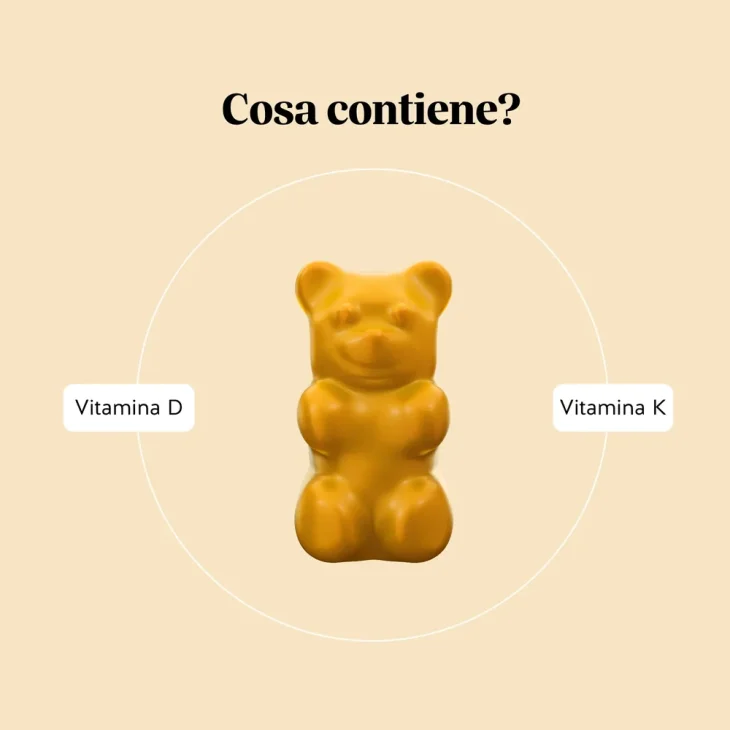 Hey Sunshine Sun Vitamin Integratore Vitamina D3 e K2 per il benessere quotidiano 60 orsetti gommosi