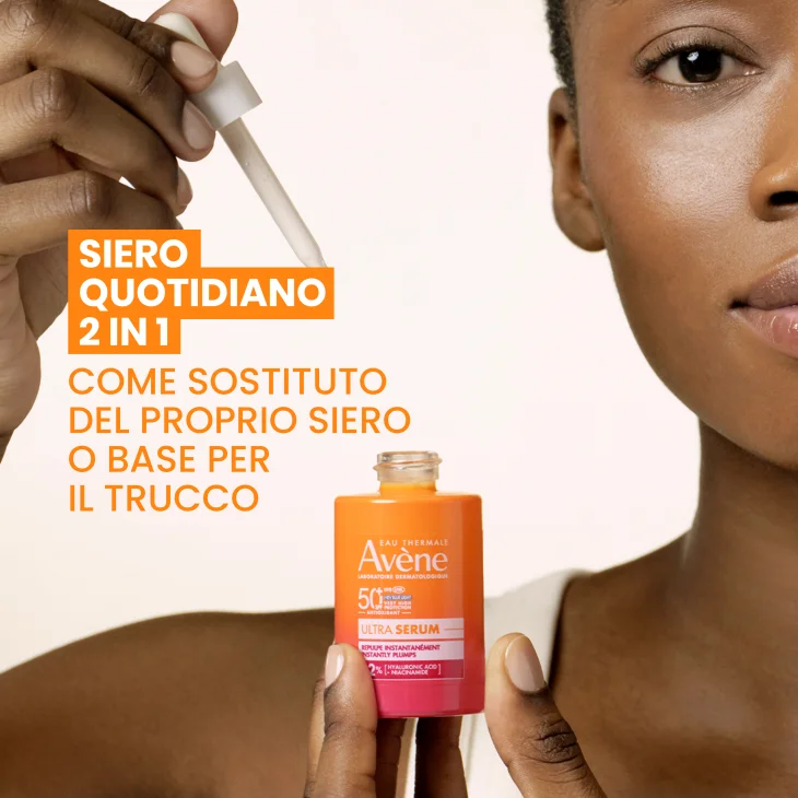 Eau Thermale Avène Ultra Siero SPF50+, Rimpolpa Immediatamente, Protezione solare viso molto alta, con Acido Ialuronico e Niacinamide, 30ml Eau Thermale Avène Ultra Siero SPF50+, Rimpolpa Immediatamente, Protezione solare viso molto alta, con Acido Ialuronico e Niacinamide, 30ml