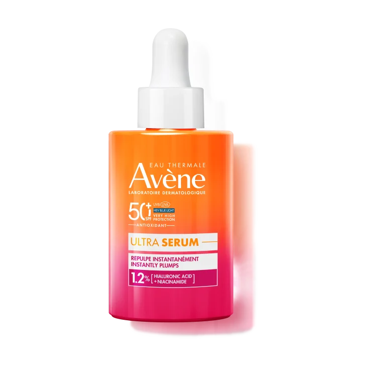 Eau Thermale Av&egrave;ne Ultra Siero SPF50+, Rimpolpa Immediatamente, Protezione solare viso molto alta, con Acido Ialuronico e Niacinamide, 30ml