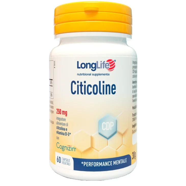 Longlife Citicoline Integratore Alimentare di Citicolina con Vitamina B5 60 Capsule