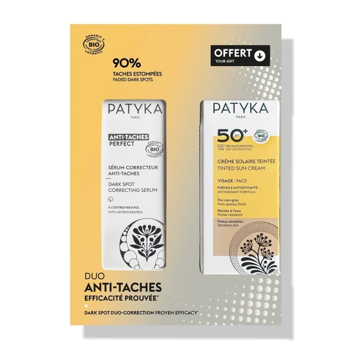 Patyka Cofanetto con Siero Correttore Anti Macchie 30 ml + Crema Solare Colorata Nude SPF50+ 40 ml