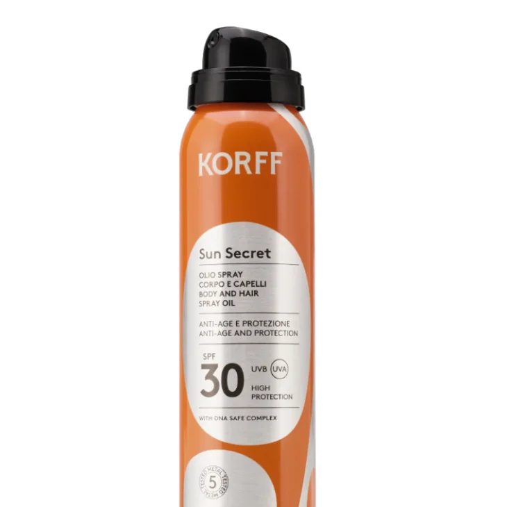 Korff Sun Secret Olio Spray per Corpo e Capelli SPF30 Protezione Solare Antiage 200 ml Edizione Limitata