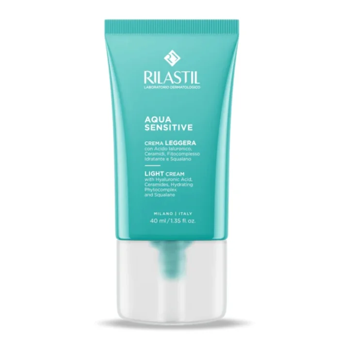 Rilastil Aqua Sensitive Crema Leggera Idratante Viso con Acido Ialuronico 40 ml