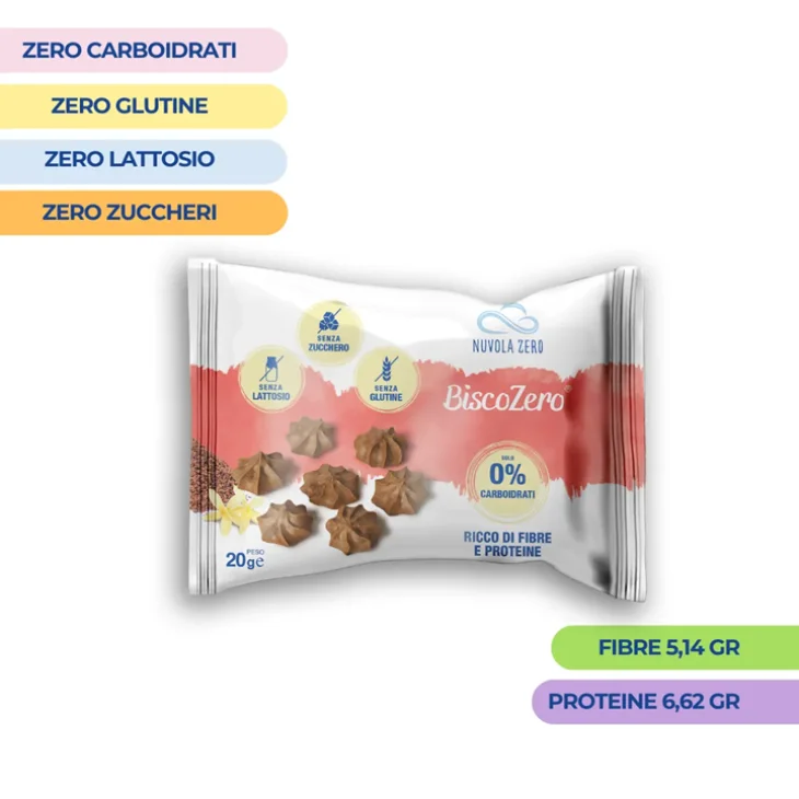 Nuvola Zero Biscozero Biscotto Dolce Senza Zuccheri e Senza Carboidrati 20 grammi