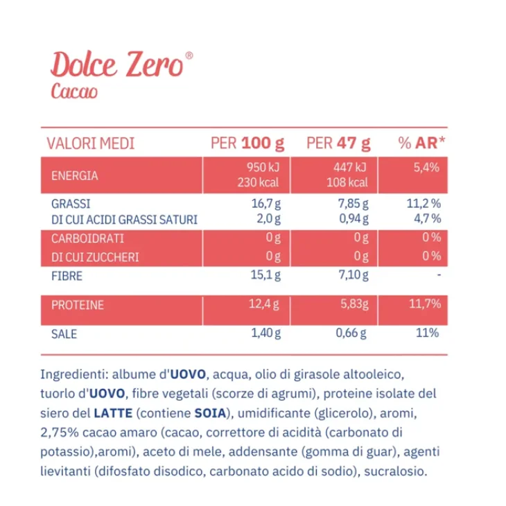 Nuvola Zero Dolce Zero al Cacao Muffin Proteico Senza Zuccheri e Senza Carboidrati 37 grammi