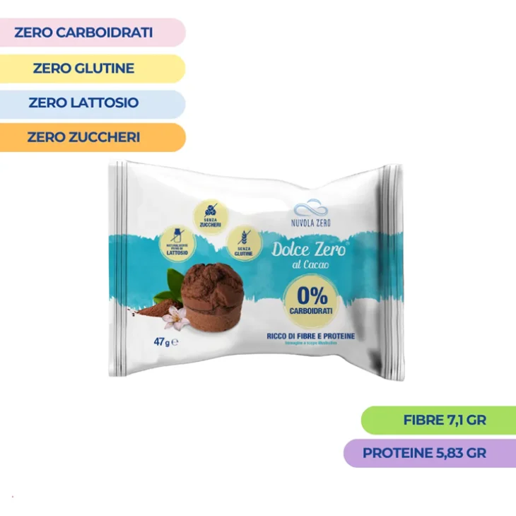 Nuvola Zero Dolce Zero al Cacao Muffin Proteico Senza Zuccheri e Senza Carboidrati 37 grammi
