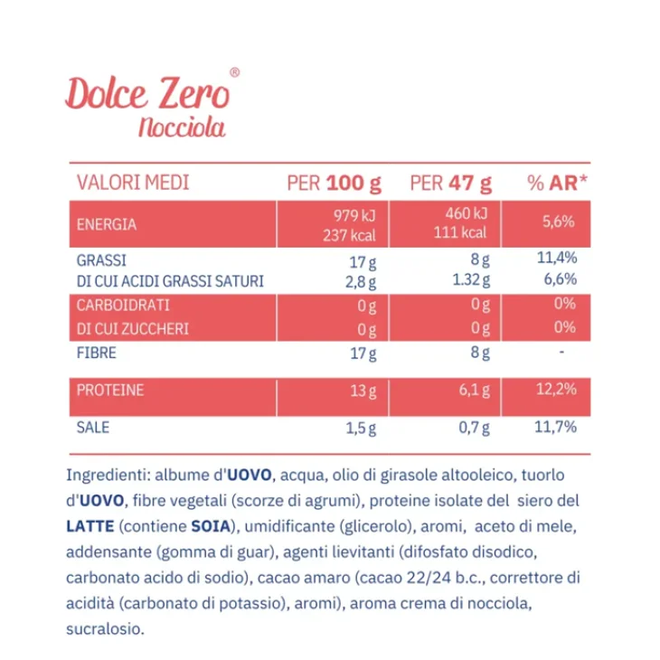Nuvola Zero Dolce Zero alla Nocciola Muffin Proteico Senza Zuccheri e Senza Carboidrati 37 grammi