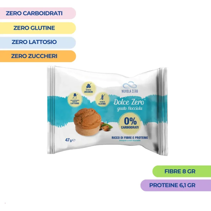 Nuvola Zero Dolce Zero alla Nocciola Muffin Proteico Senza Zuccheri e Senza Carboidrati 37 grammi