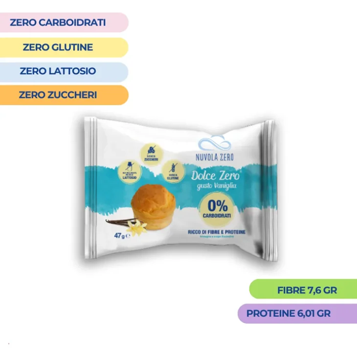 Nuvola Zero Dolce Zero alla Vaniglia Muffin Proteico Senza Zuccheri e Senza Carboidrati 37 grammi