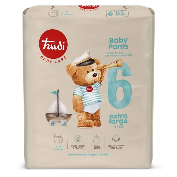 TRUDI BABY CARE PANTS EXTRA LARGE 15+ KG 17 PEZZI TRUDI BABY CARE PANTS EXTRA LARGE 15+ KG 17 PEZZI