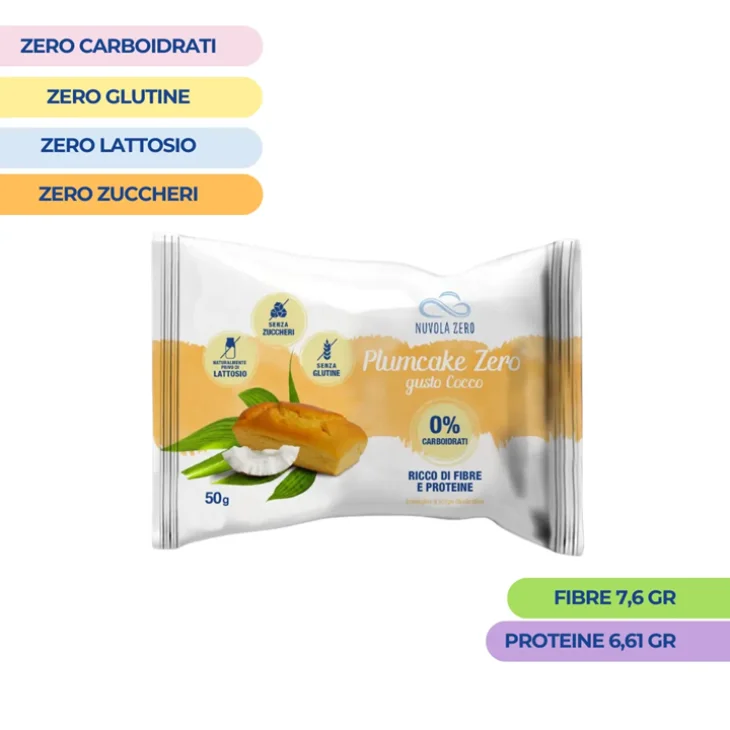 Nuvola Zero Plumcake Zero al Cocco Dolce Proteico Senza Zuccheri e Senza Carboidrati 50 grammi