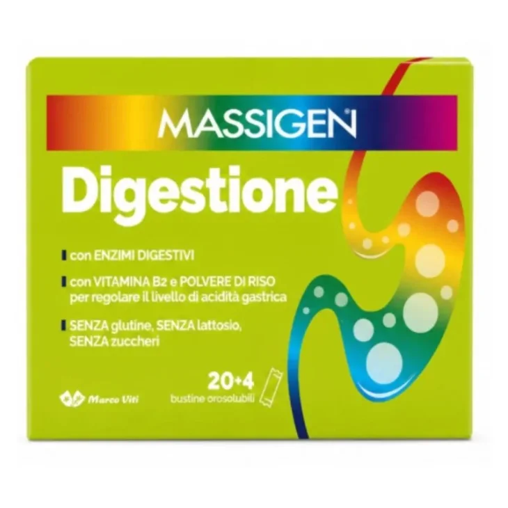 Massigen Digestione Integratore con Enzimi Digestivi per il Benessere Intestinale 24 Bustine