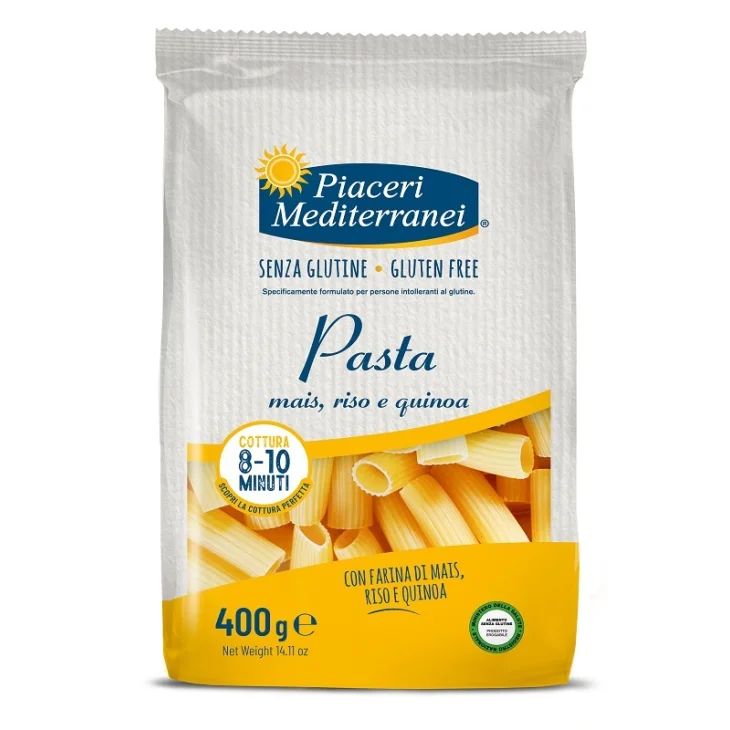 PIACERI MEDITERRANEI PASTA MAIS RISO E QUINOA RIGATONI 400 G PIACERI MEDITERRANEI PASTA MAIS RISO E QUINOA RIGATONI 400 G