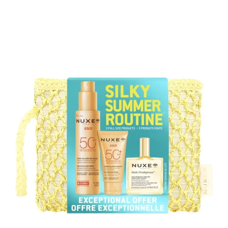 Nuxe Sun Trousse Summer Routine  con Crema SPF50+ Viso 50 ml + Latte Solare SPF50 Viso E Corpo 150 ml + Olio Idratante 50 ml