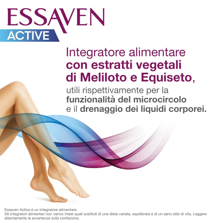 Essaven Active Integratore Alimentare per la Funzionalit&agrave; del Microcircolo e il Drenaggio dei Liquidi Corporei 30 Compresse Rivestite