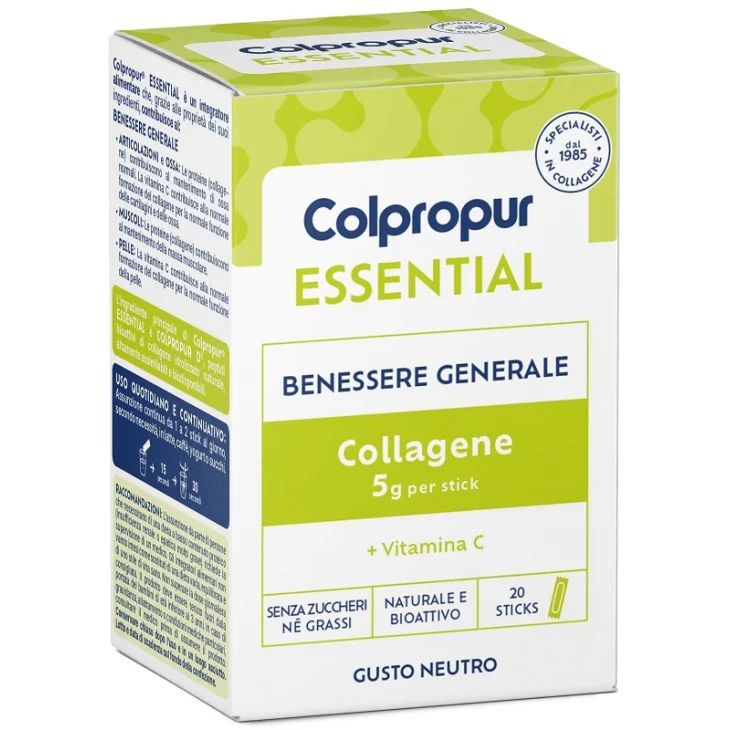 Colpropur Essential Integratore di Collagene Gusto Neutro 20 Stick da 5g