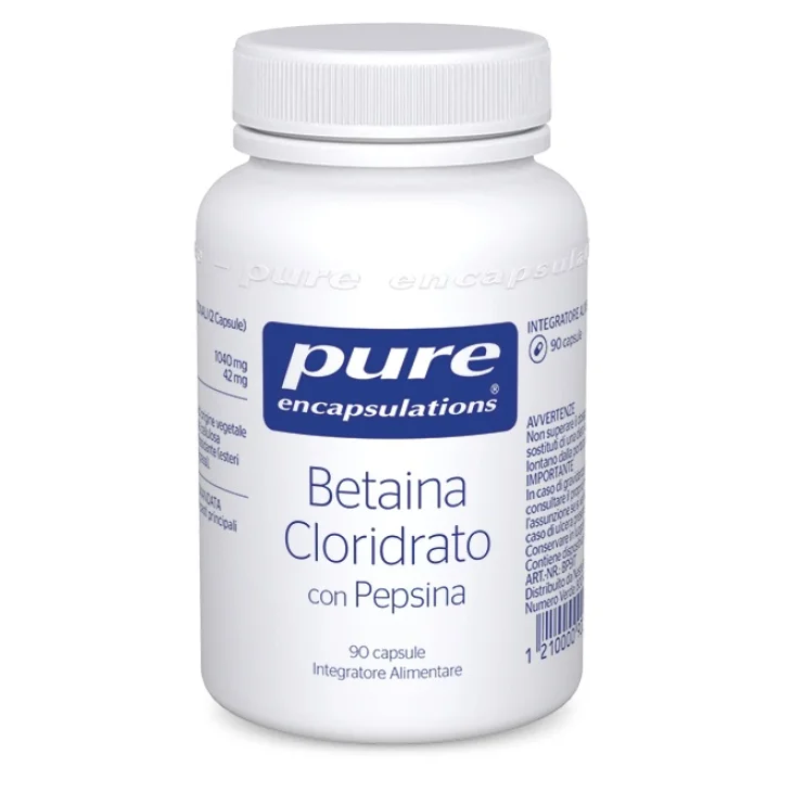 Pure Encapsulations Betaina Cloridrato con Pepsina per il Benessere Intestinale 90 capsule