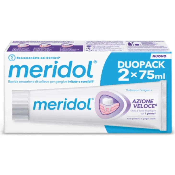 Meridol Dentifricio Azione Veloce per Gengive Sensibili 2 Tubetti da 75 ml
