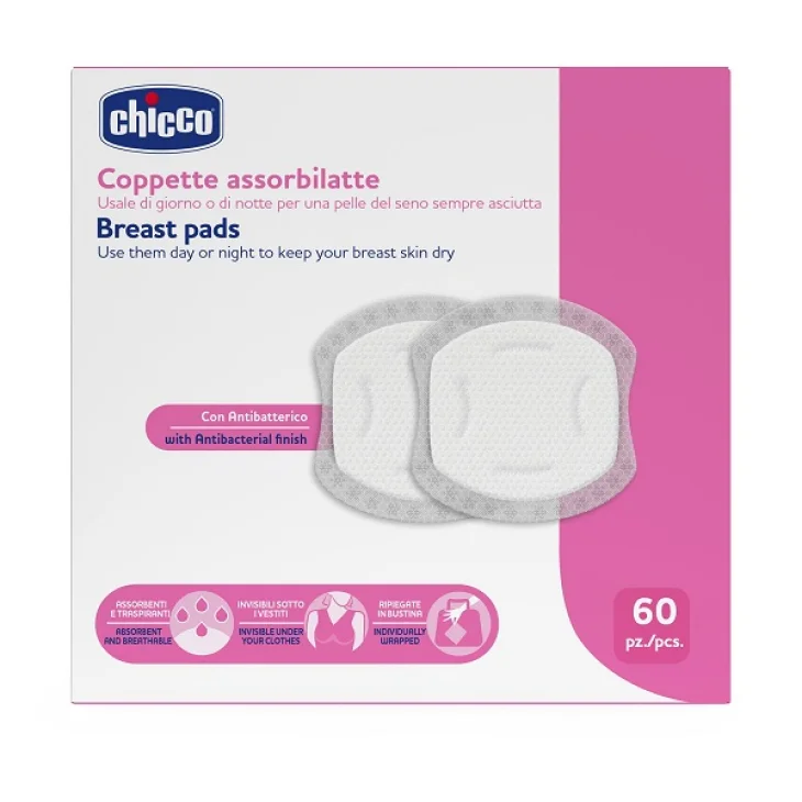 Chicco Coppette Assorbilatte con Protezione Multistrato e Tessuto Antibatterico 60 pezzi Chicco Coppette Assorbilatte con Protezione Multistrato e Tessuto Antibatterico 60 pezzi