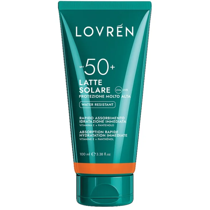 Lovren Latte Solare Viso Corpo Protezione Molto Alta SPF50 Idratante Lenitivo 100 ml Lovren Latte Solare Viso Corpo Protezione Molto Alta SPF50 Idratante Lenitivo 100 ml