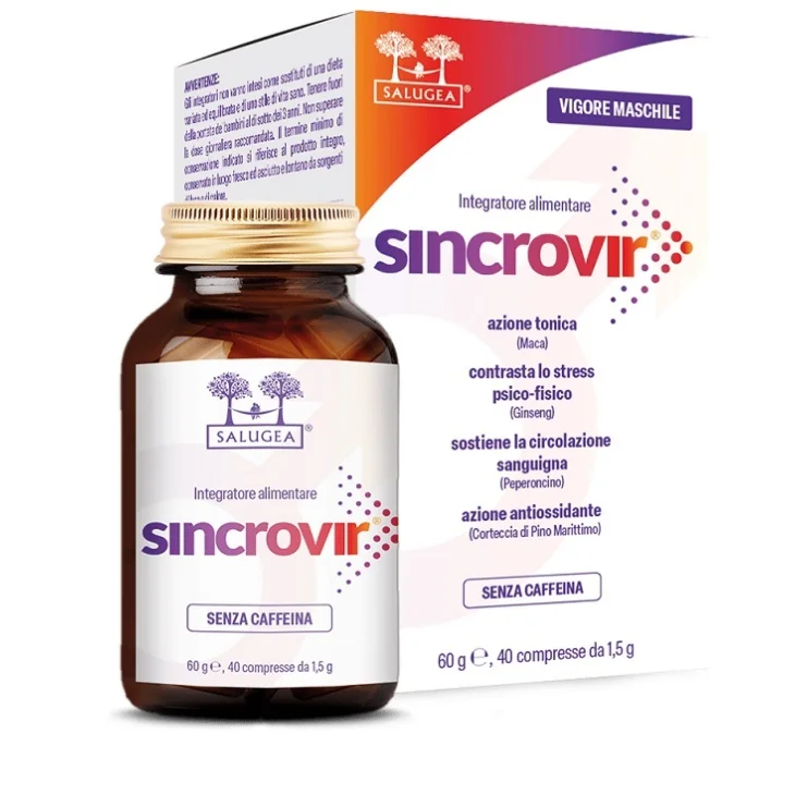 Salugea Sincrovir Senza Caffeina Integratore ad Azione Tonica Contro lo Stress Psico-Fisico 40 compresse Salugea Sincrovir Senza Caffeina Integratore ad Azione Tonica Contro lo Stress Psico-Fisico 40 compresse