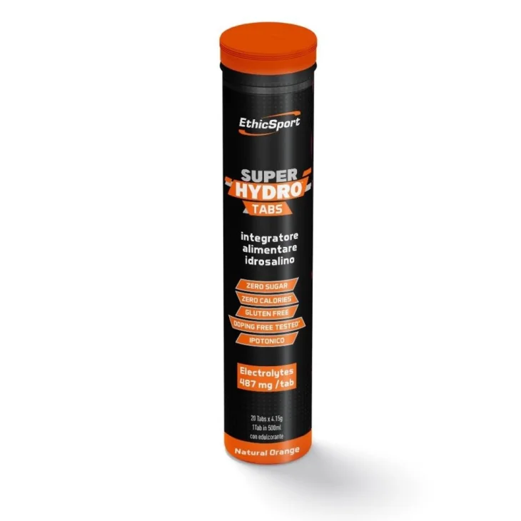EthicSport Super Hydro Tab Integratore Alimentare Idrosalino Gusto Arancia 20 compresse effervescenti EthicSport Super Hydro Tab Integratore Alimentare Idrosalino Gusto Arancia 20 compresse effervescenti