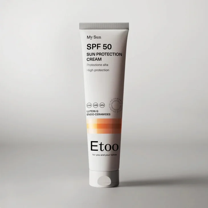 Etoo Sun Protection Cream Spf50 Alta Protezione per Viso e Corpo ideale per Tatuaggi 150 ml