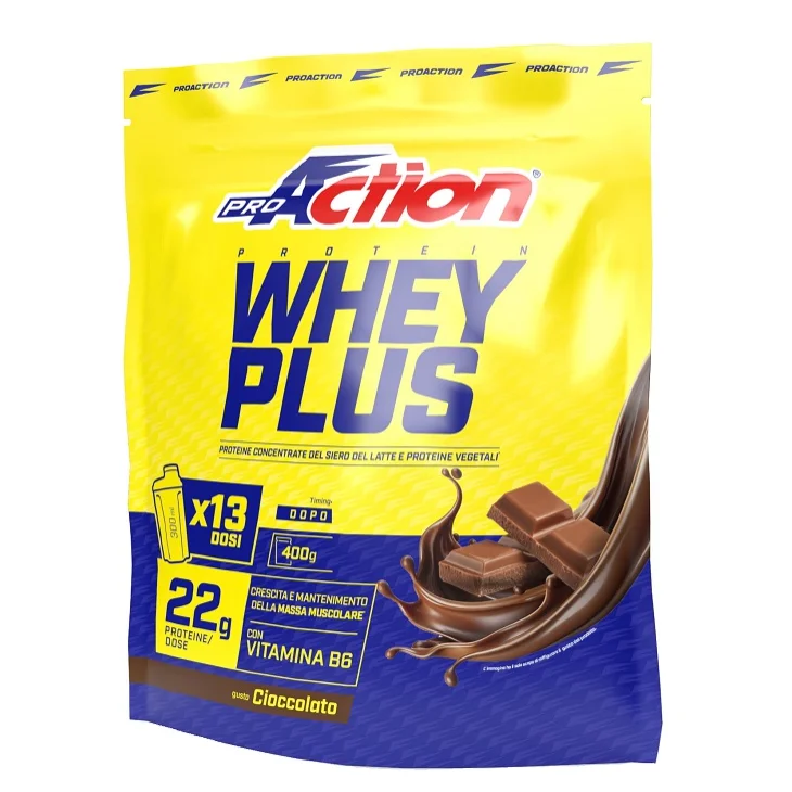 ProAction Protein Whey Plus Proteine Concentrate del Siero del Latte Gusto Cioccolato 400 g