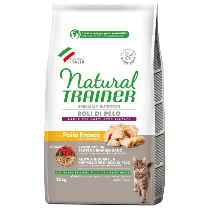 NATURAL TRAINER CAT SPECIALTY NUTRITION BOLI PELO POLLO 300G NATURAL TRAINER CAT SPECIALTY NUTRITION BOLI PELO POLLO 300G