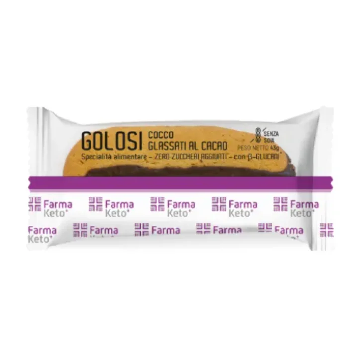 FarmaKeto Golosi Cocco Glassati al Cacao Specialità Alimentare Senza Zuccheri Aggiunti 43 g FarmaKeto Golosi Cocco Glassati al Cacao Specialità Alimentare Senza Zuccheri Aggiunti 43 g
