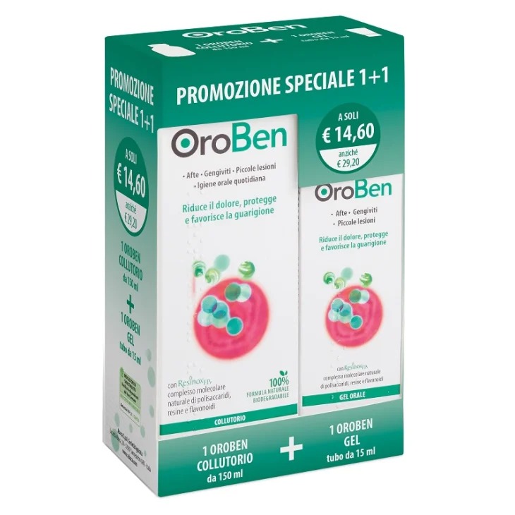 Aboca Oroben Per Afte E Infiammazioni Orali Collutorio 150 ml + Gel 15 ml Aboca Oroben Per Afte E Infiammazioni Orali Collutorio 150 ml + Gel 15 ml