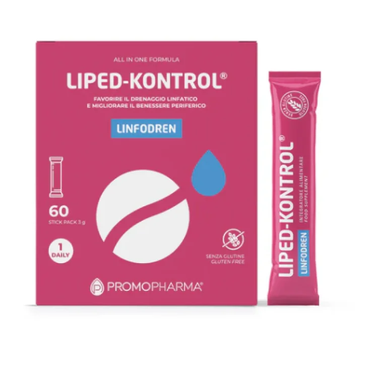 Liped-Kontrol Linfodren Integratore per il Drenaggio dei Liquidi Corporei 60 Stick Pack da 3 g