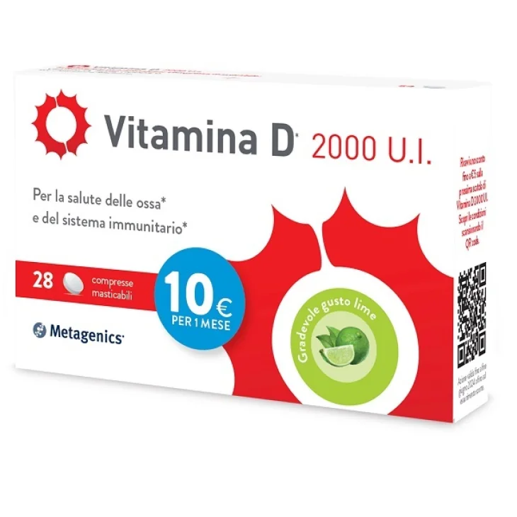 Metagenics Vitamina D 2000 Ui Integratore per Ossa e Sistema Immunitario 28 Compresse Masticabili